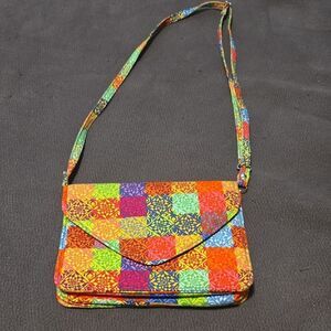 Red and Orange Crossbody Bags with Patchwork Design